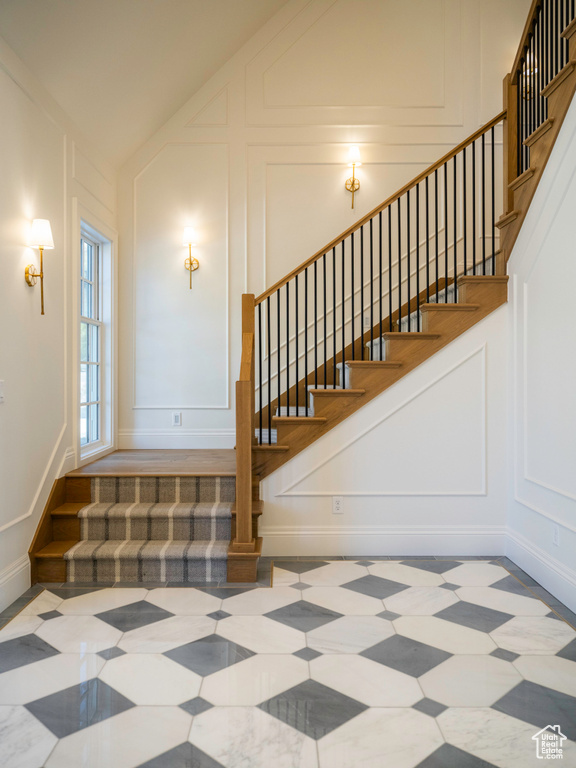 Stairs with lofted ceiling