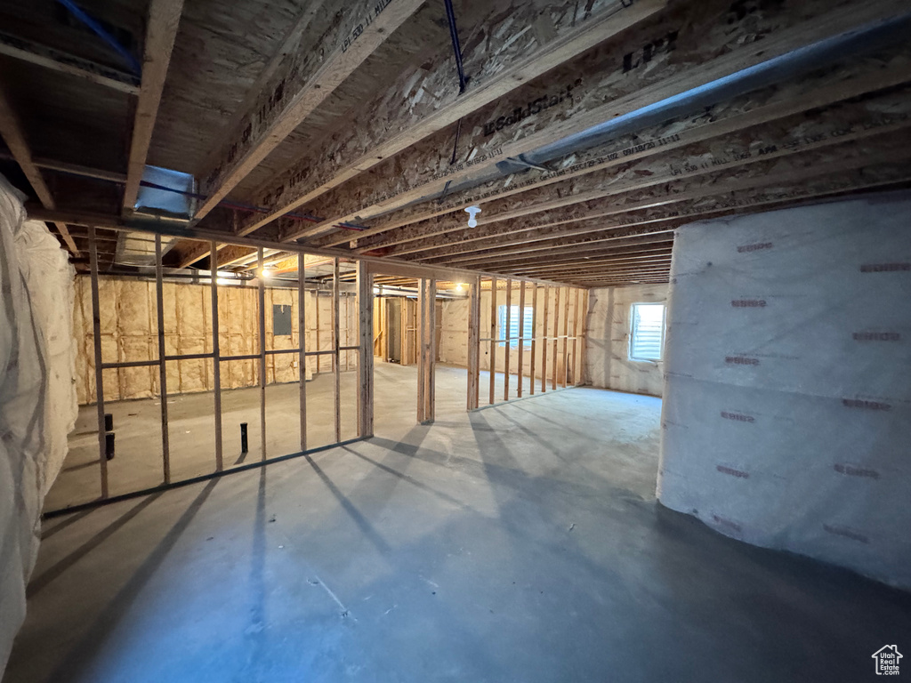 Below grade area featuring electric panel