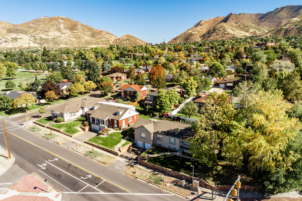 Drone / aerial view with a mountain view