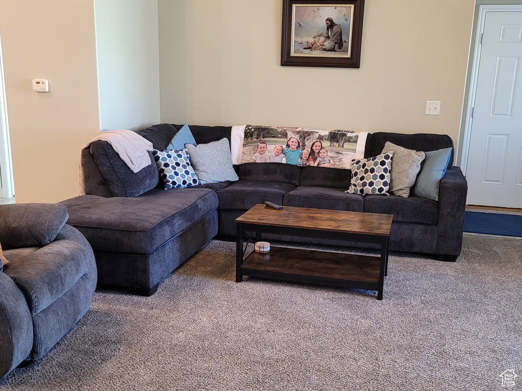 Living room featuring carpet floors