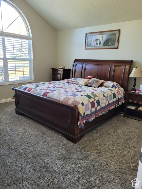 Bedroom with carpet flooring