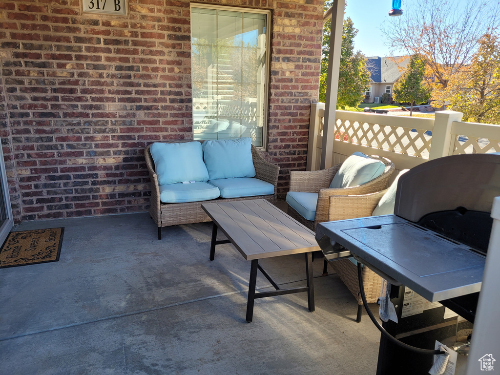 Balcony with a patio area