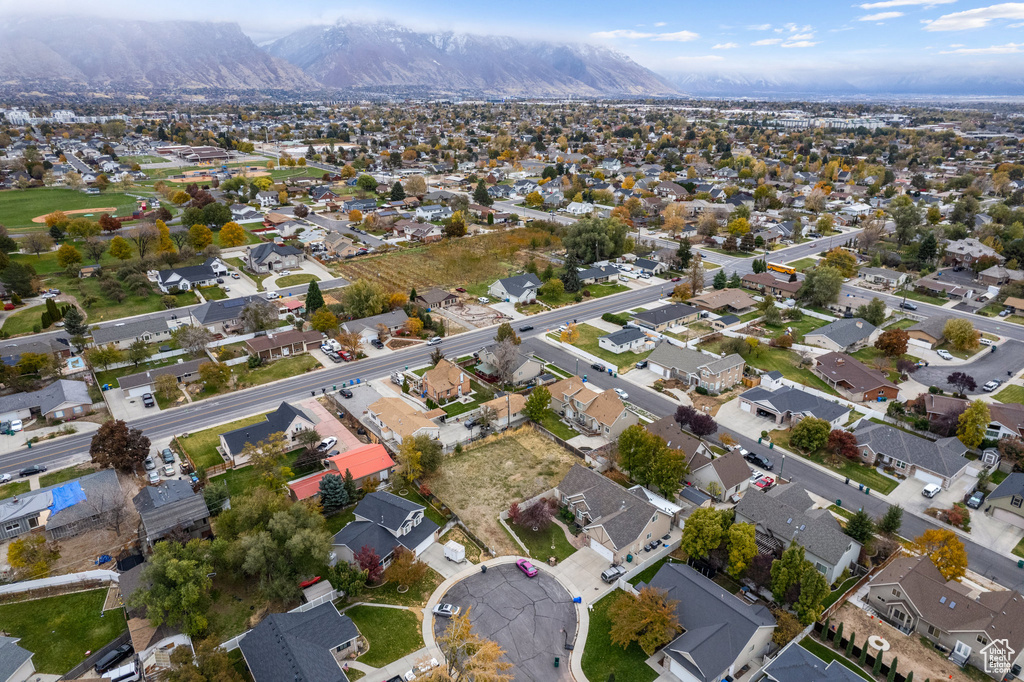 Drone / aerial view with a mountain view