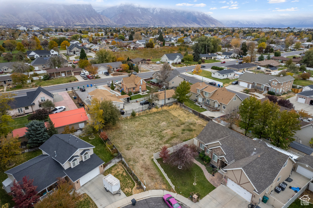 Aerial view featuring a mountain view