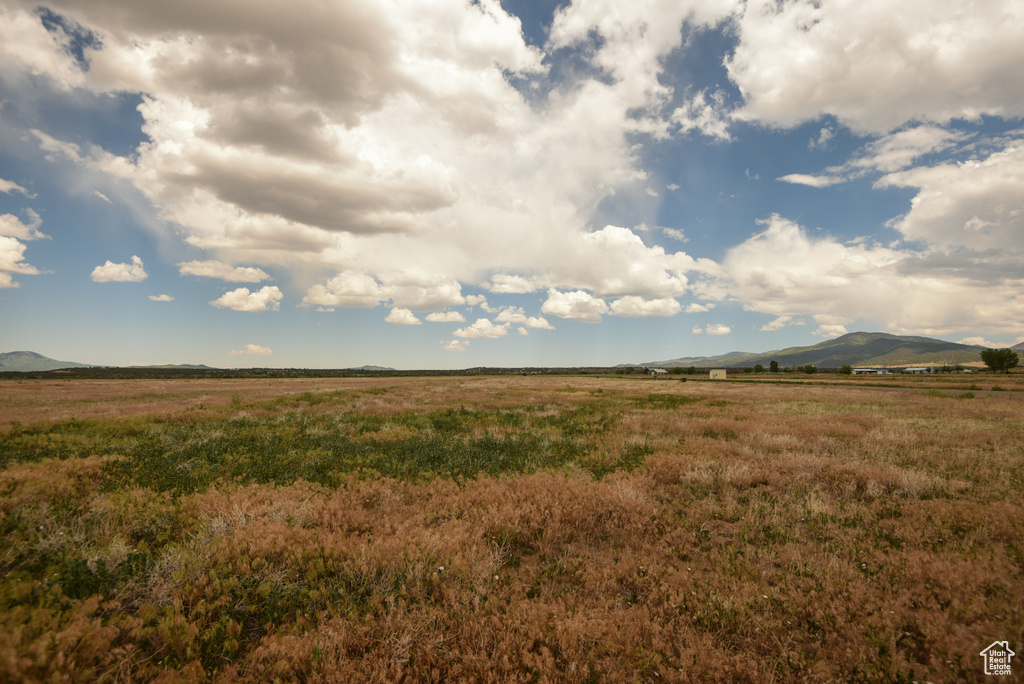 View of yard with a mountain view and a rural view