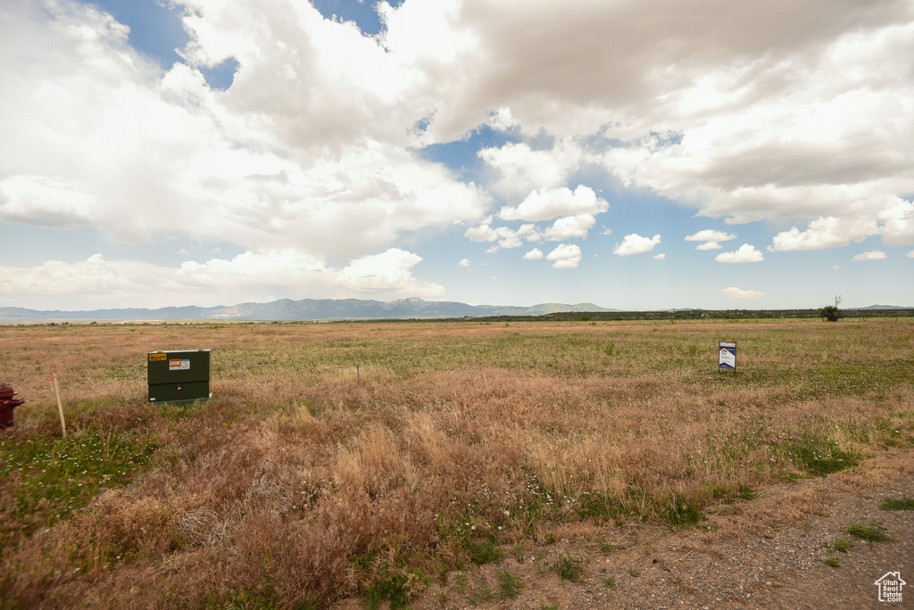 View of yard with a rural view and a mountain view
