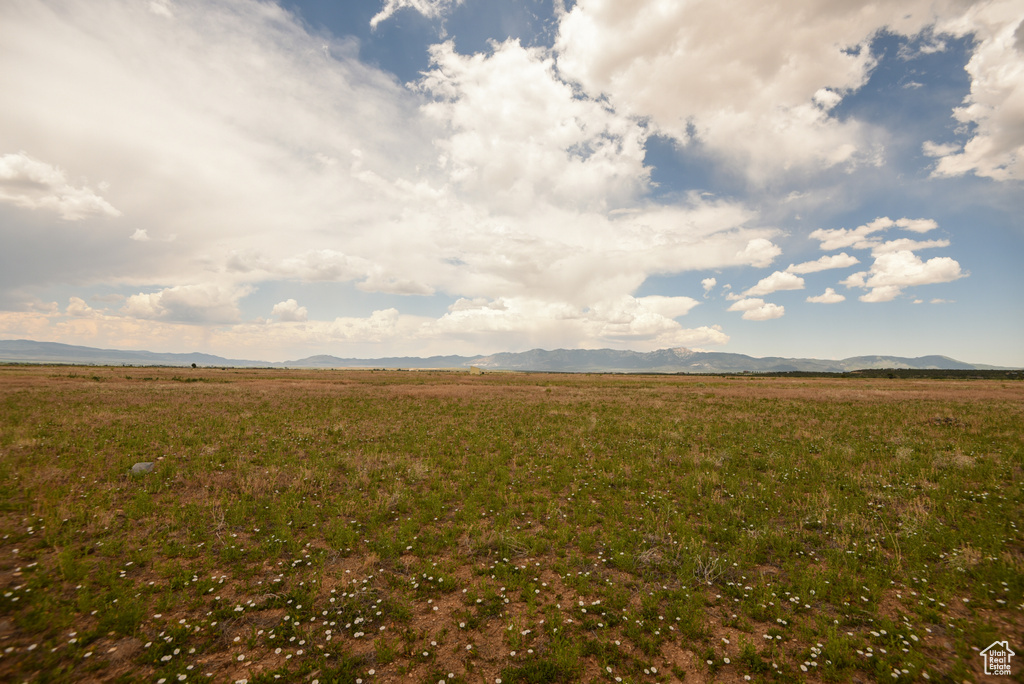 View of yard with a mountain view