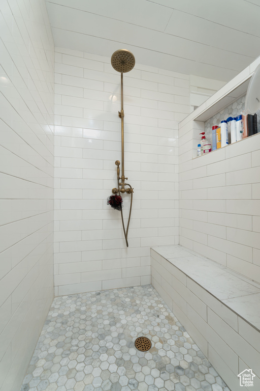 Bathroom with a tile shower