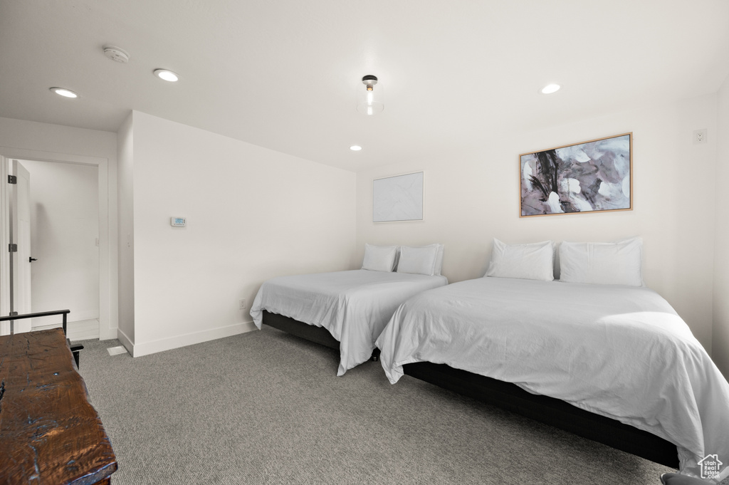 Bedroom featuring carpet