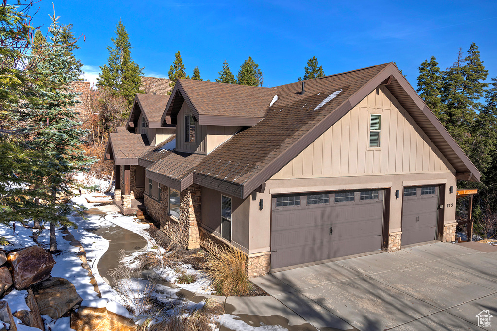 View of front of house with a garage