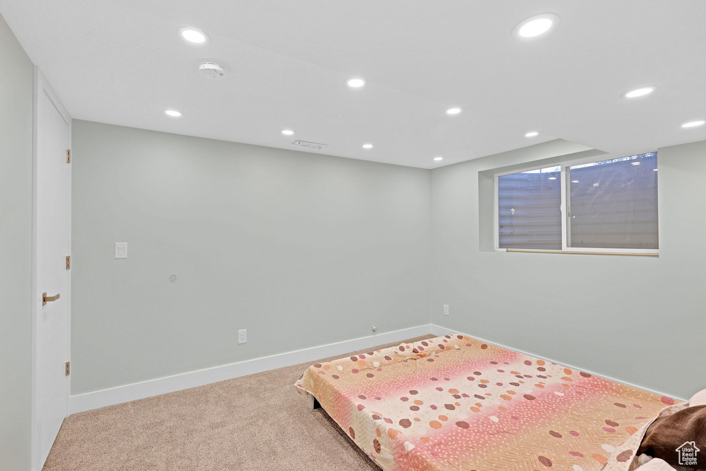 Bedroom featuring carpet