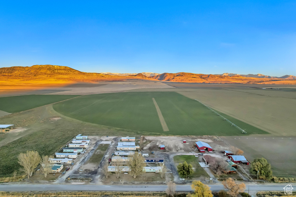 Aerial view featuring a mountain view