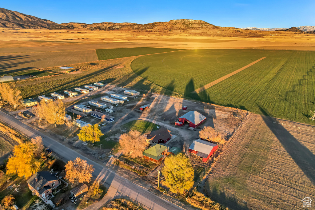 Aerial view featuring a mountain view