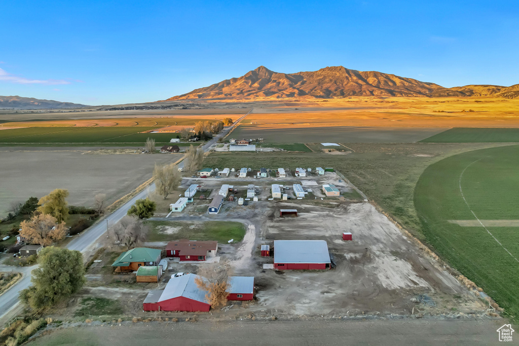 Drone / aerial view with a mountain view