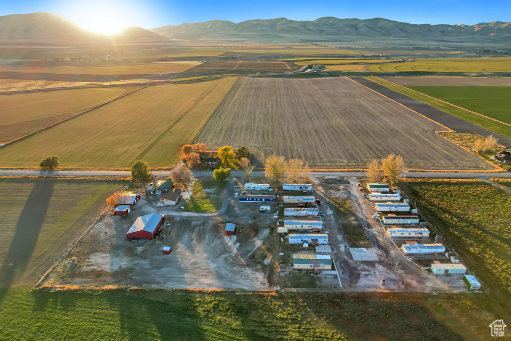 Birds eye view of property with a mountain view