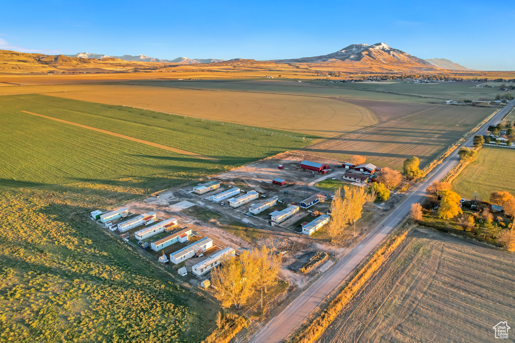 Aerial view with a mountain view and a rural view