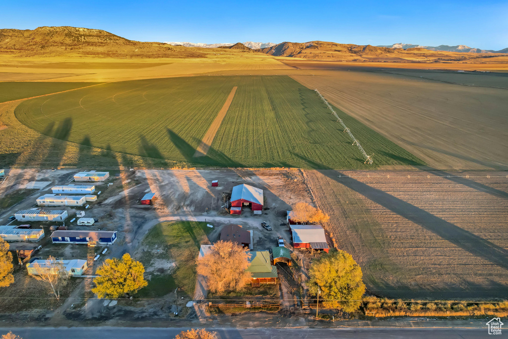 Drone / aerial view with a mountain view