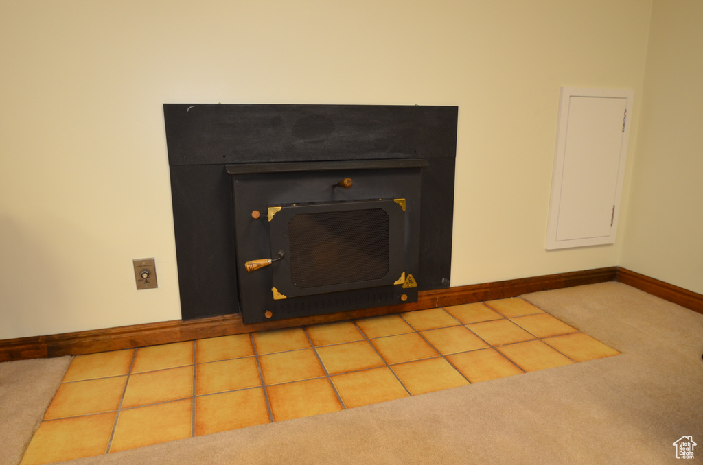 Interior details featuring carpet flooring