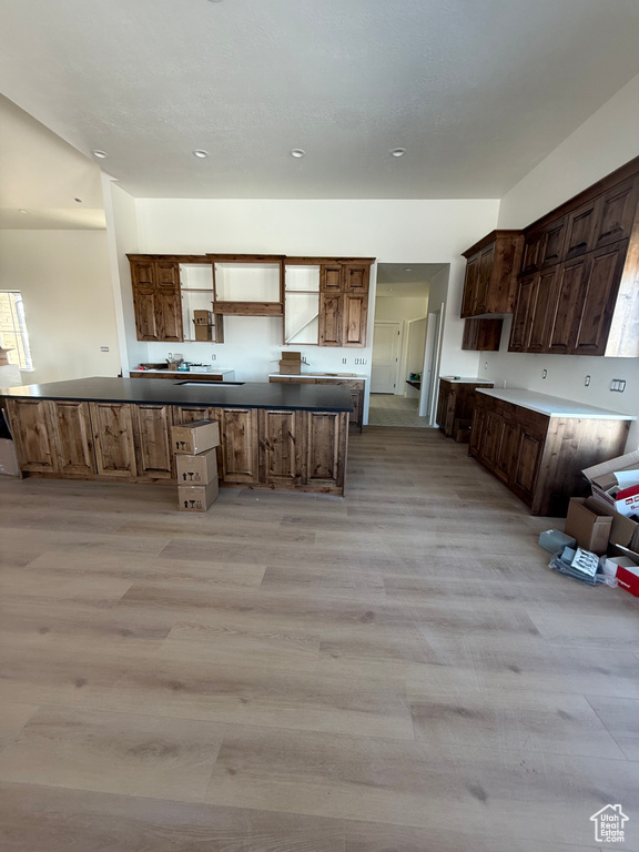 Kitchen with light wood finished floors