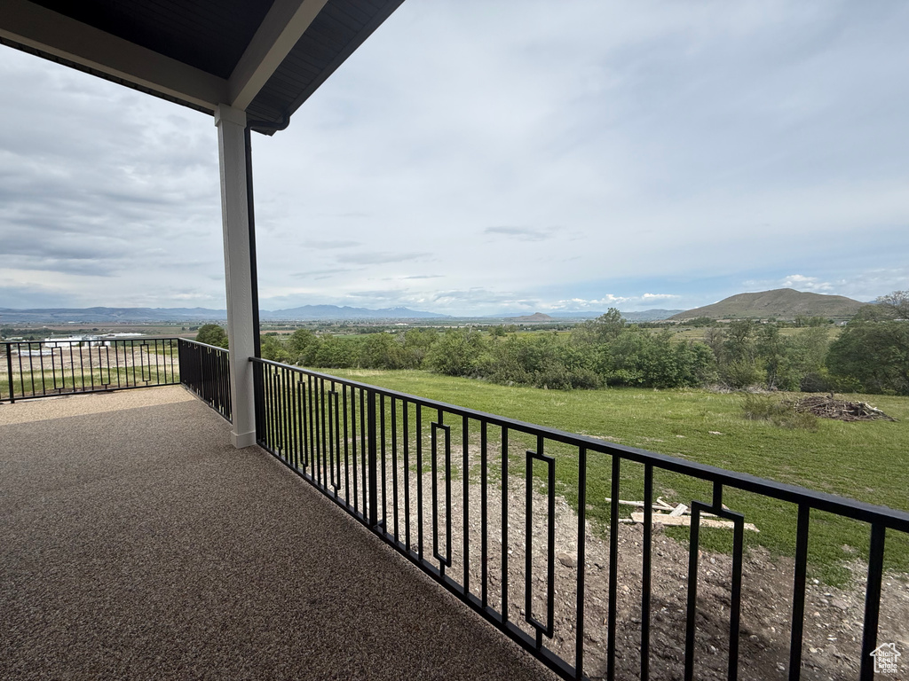 Balcony with a mountain view