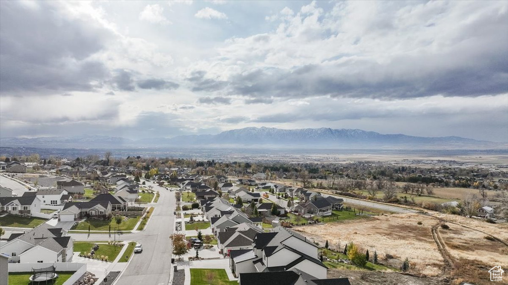 Drone / aerial view with a mountain view