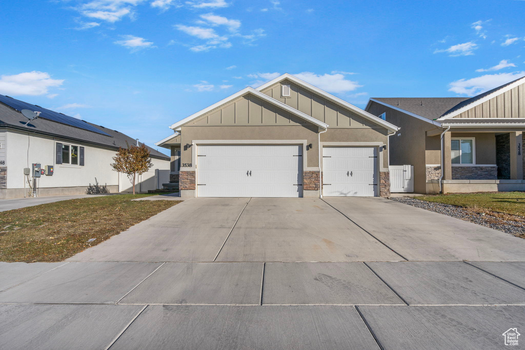 View of front of home with a garage