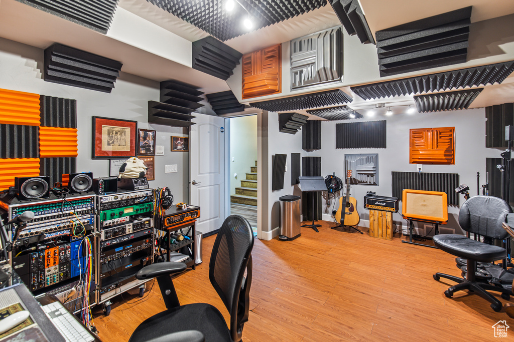 Home office featuring light hardwood / wood-style flooring