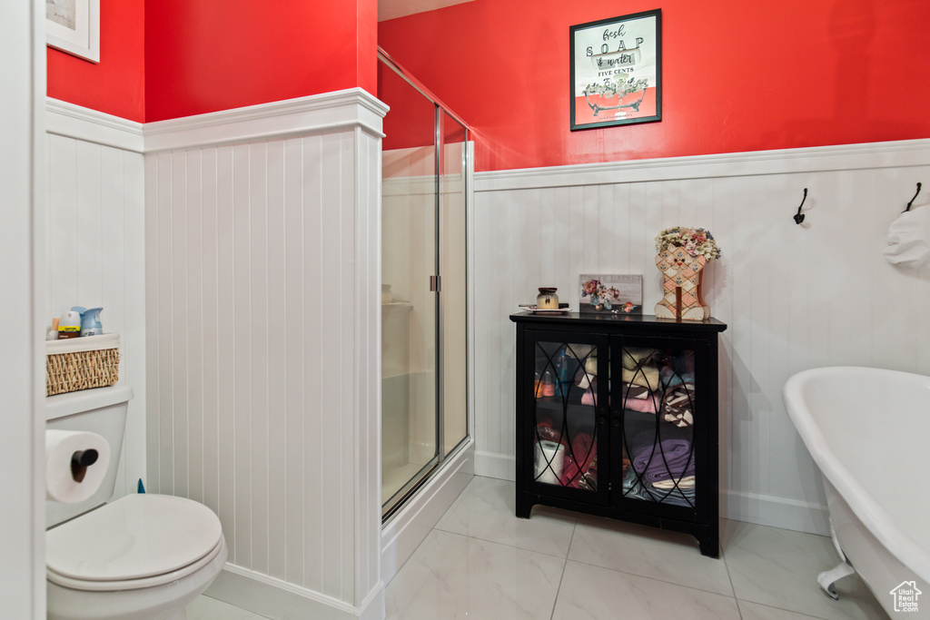 Bathroom with toilet and walk in shower
