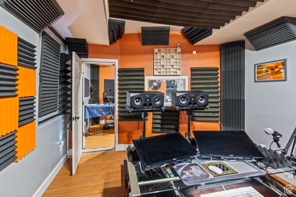 Interior space with hardwood / wood-style flooring
