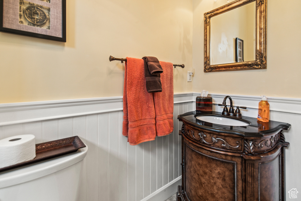 Bathroom with vanity and toilet