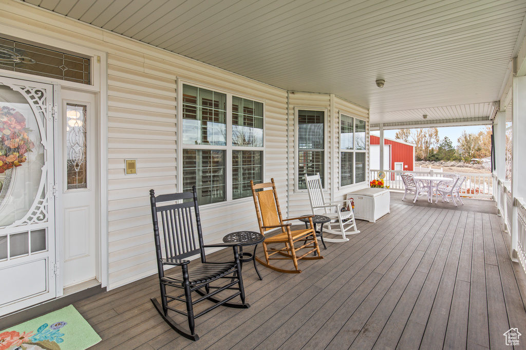 View of wooden deck