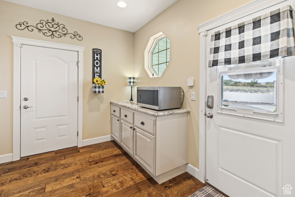 Entrance foyer featuring dark hardwood / wood-style flooring