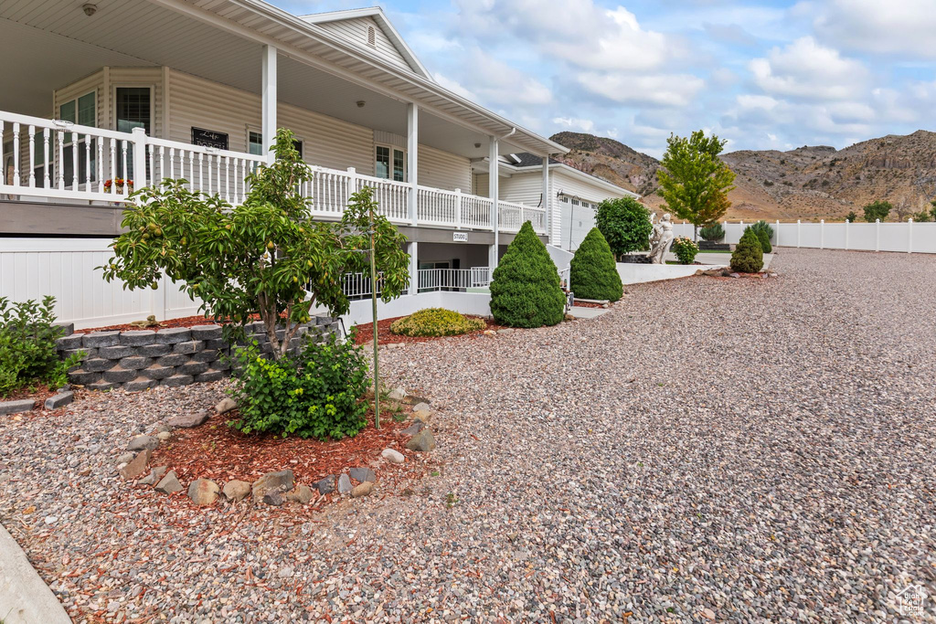 View of building exterior with a mountain view