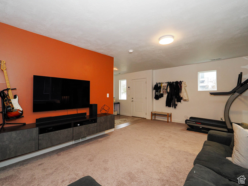 View of carpeted living room