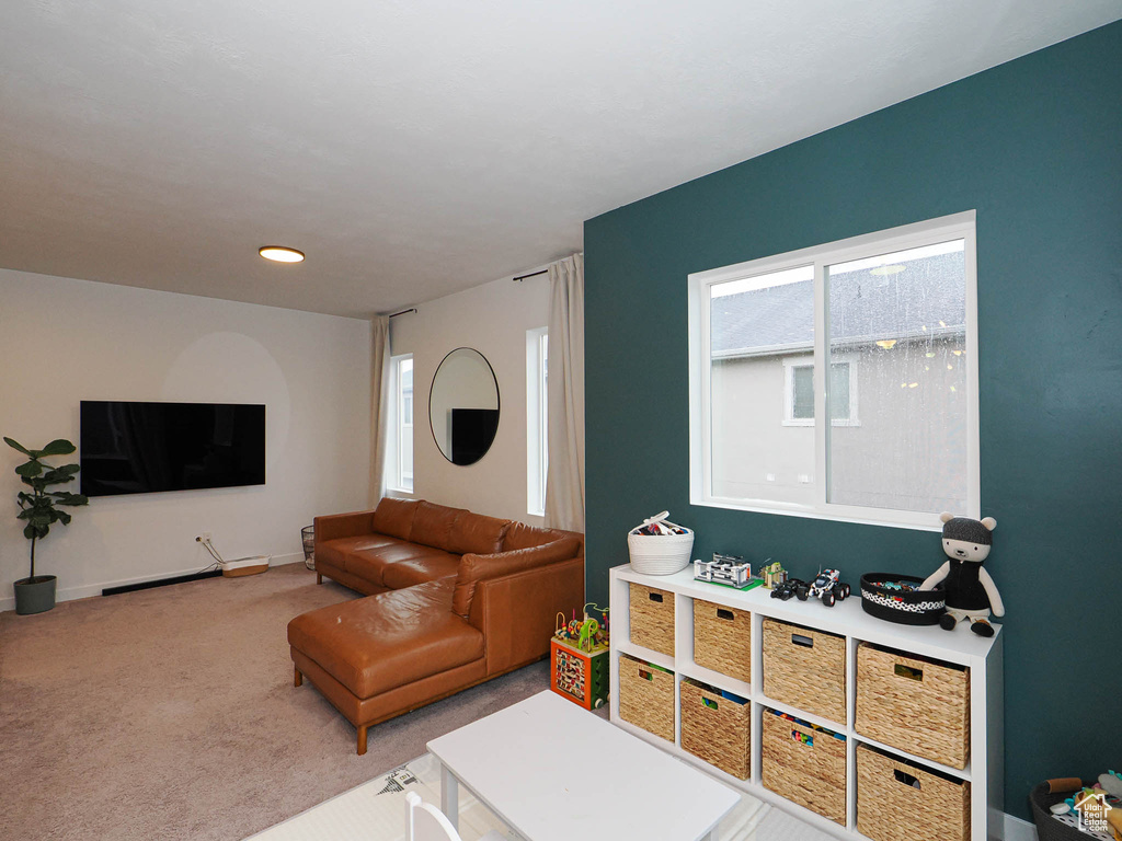 View of carpeted living room