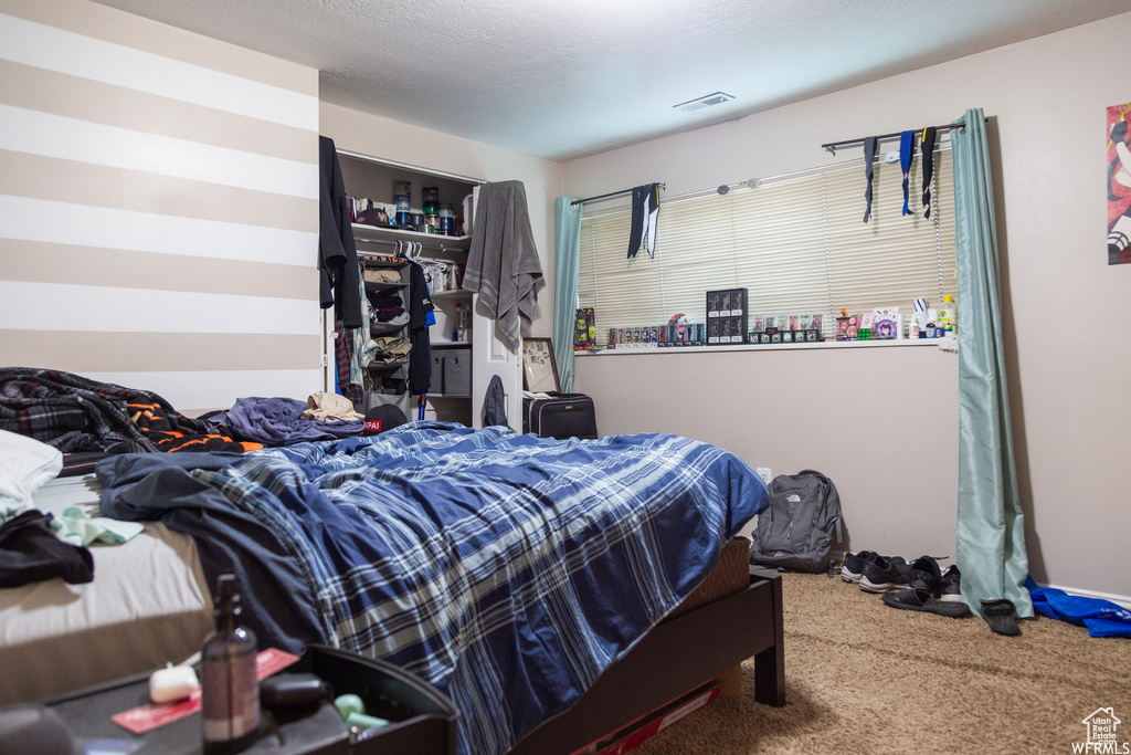 Bedroom with carpet flooring