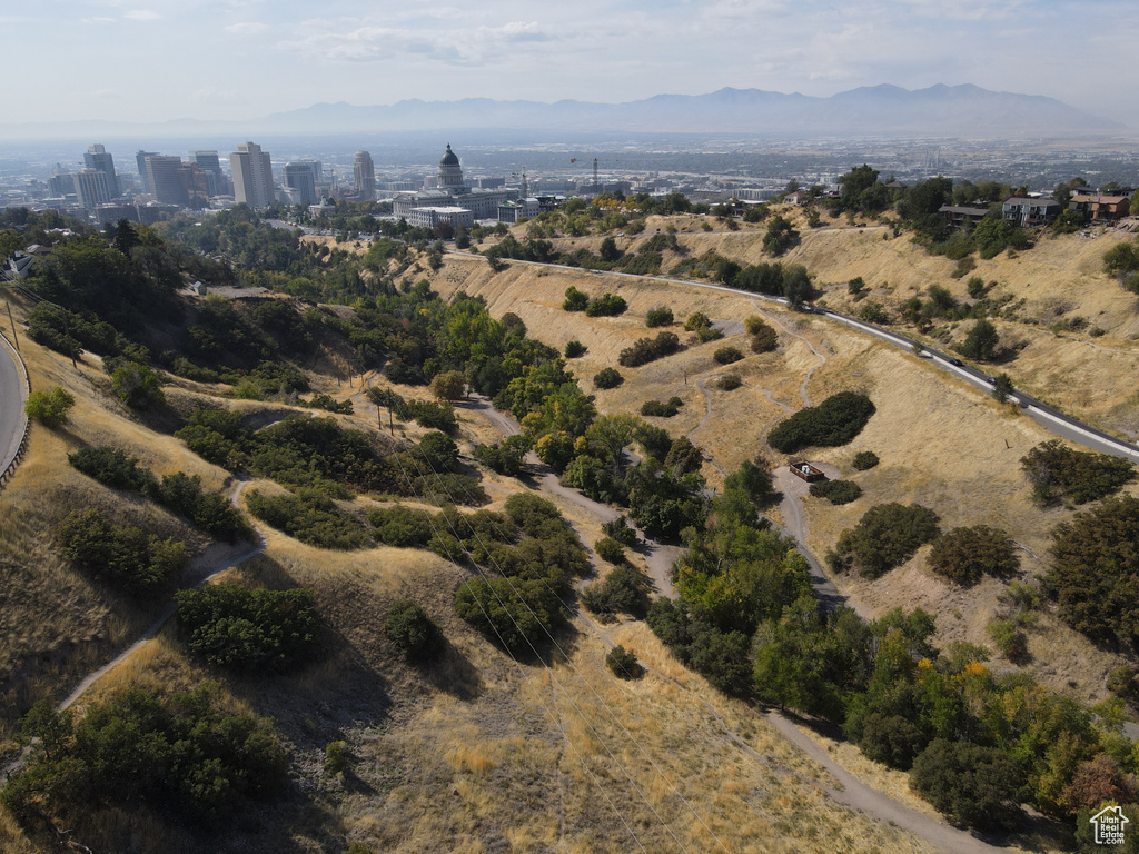 Aerial view with a mountain view