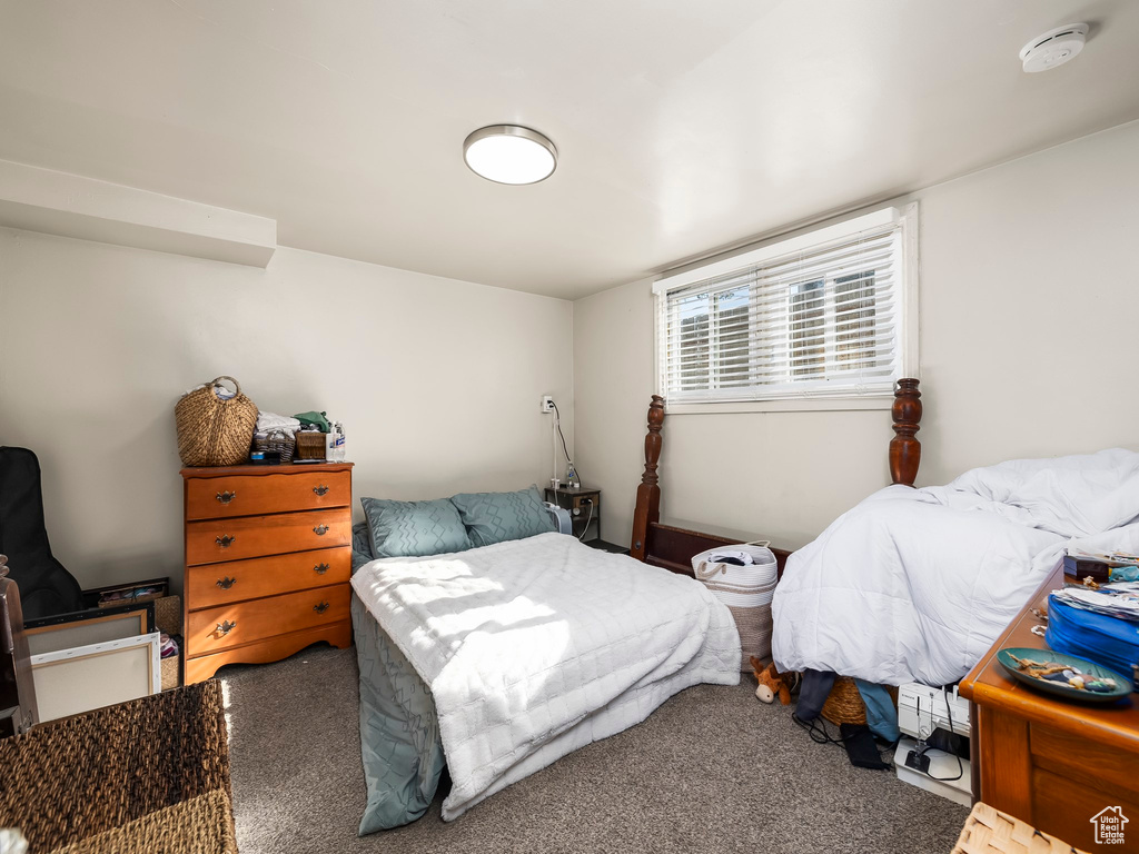 Bedroom with carpet