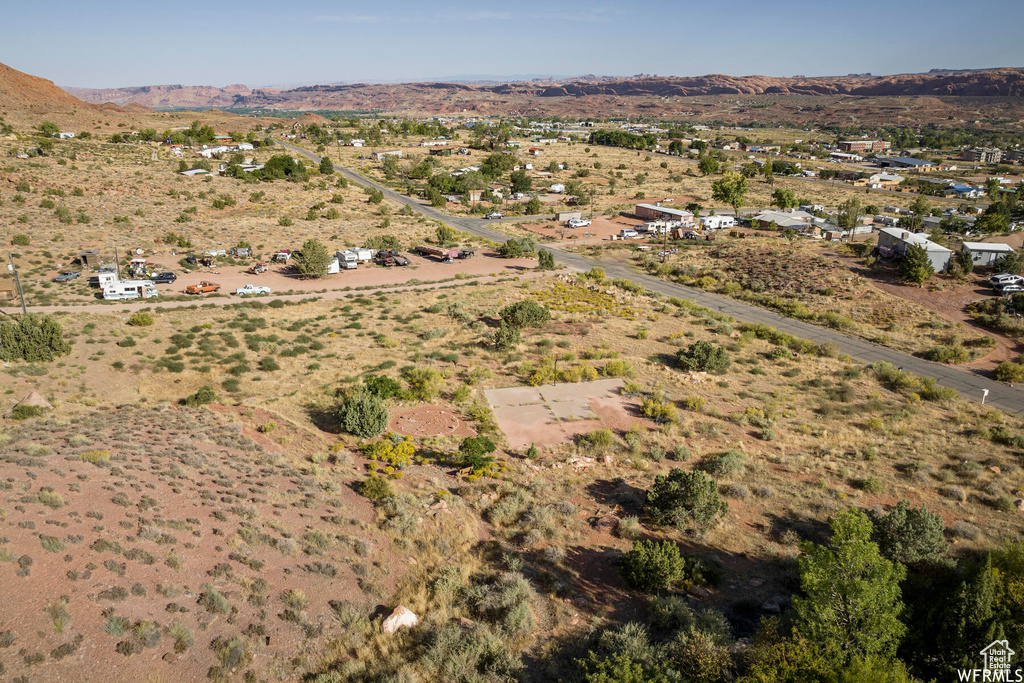 Drone / aerial view featuring a mountain view