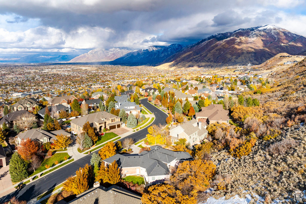 Drone / aerial view with a mountain view