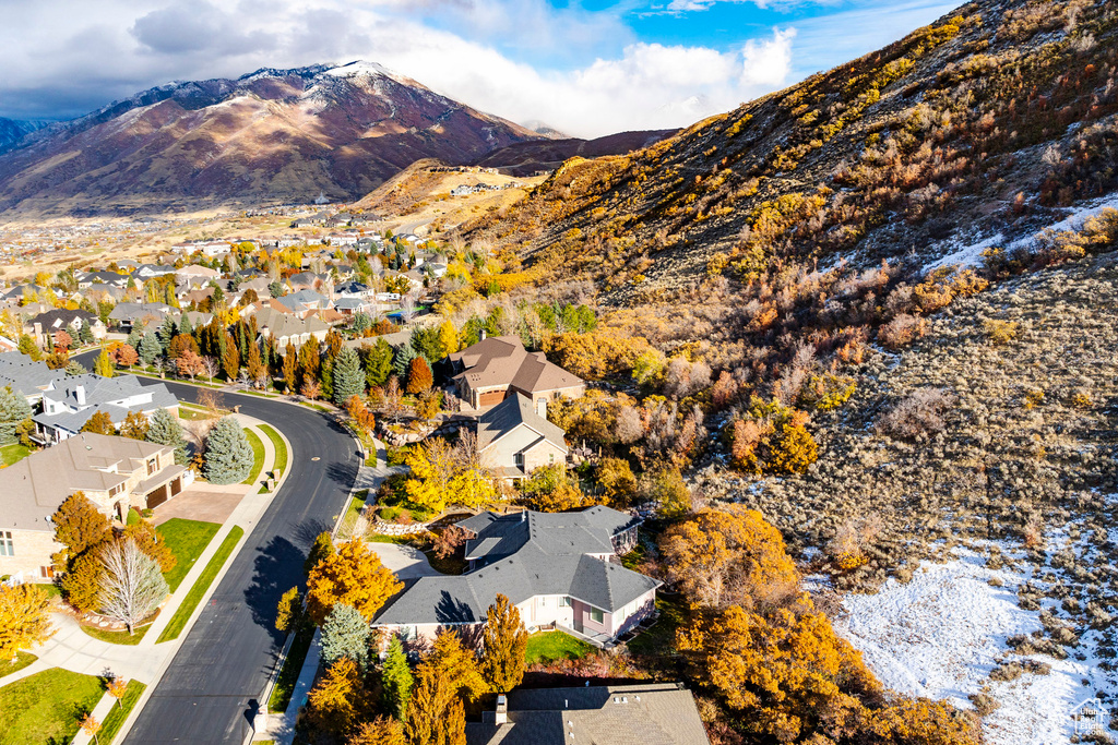 Drone / aerial view with a mountain view