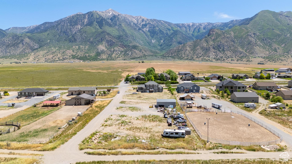 Drone / aerial view with a mountain view