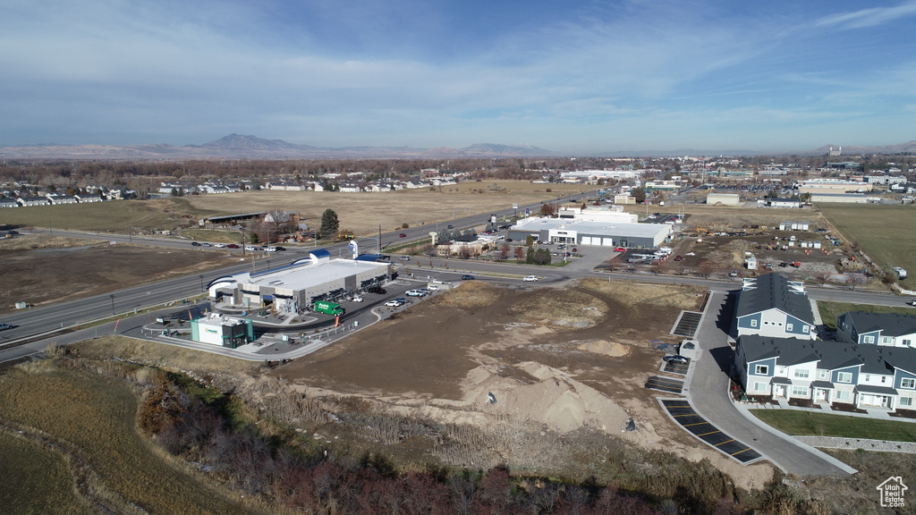 Drone / aerial view featuring a mountain view