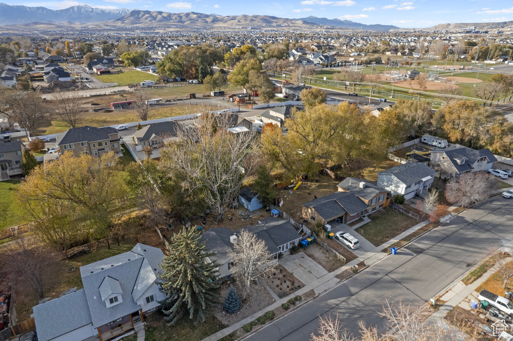 Aerial view featuring a mountain view