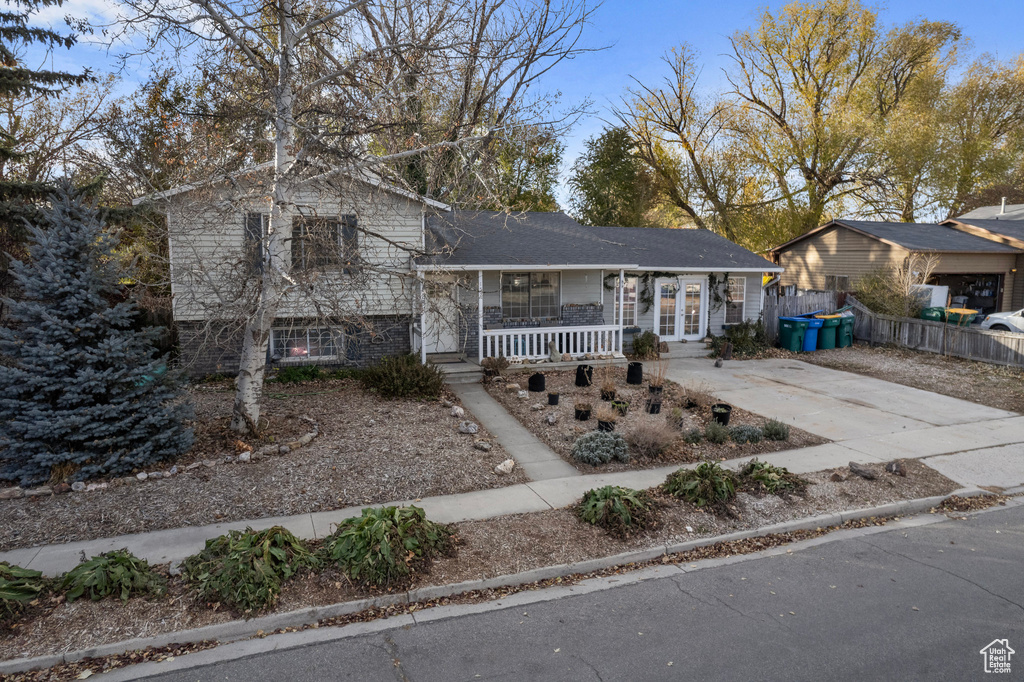 View of front of property with a porch