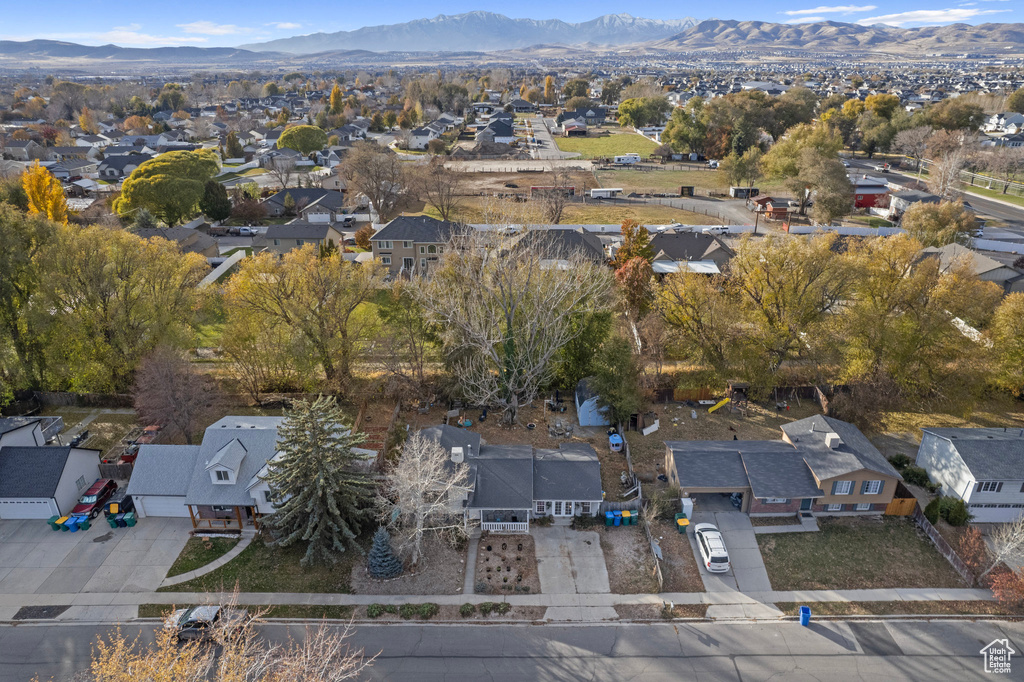 Drone / aerial view with a mountain view