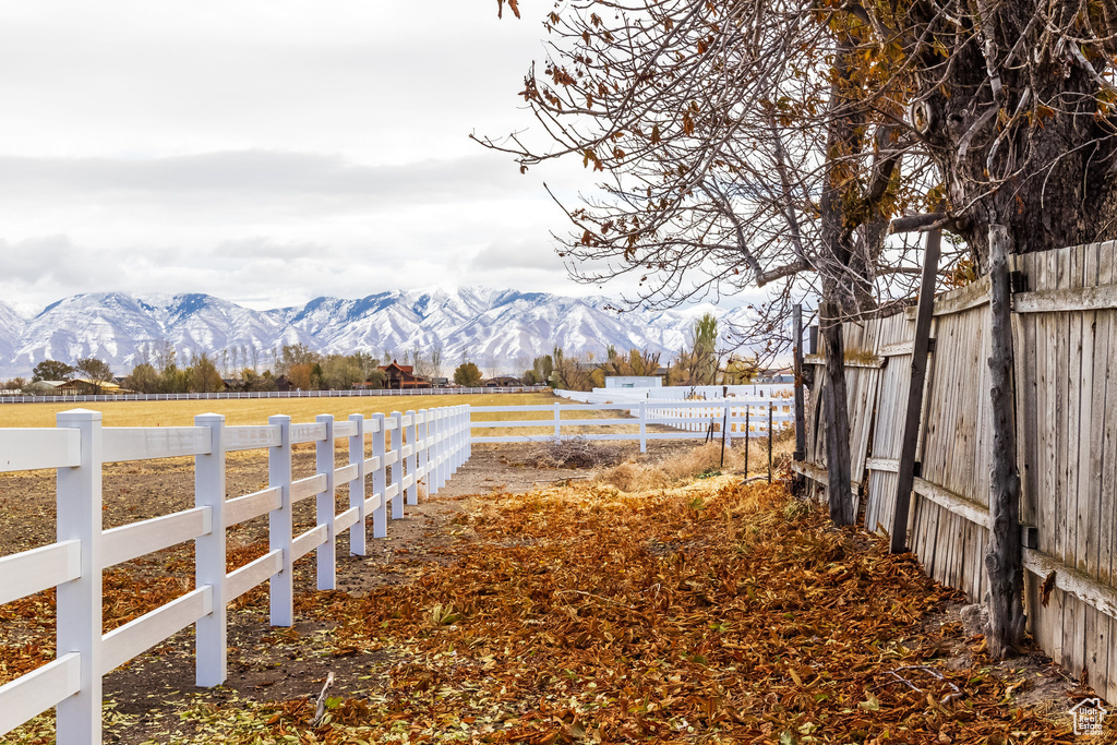 View of road with a mountain view and a view of rural / pastoral area