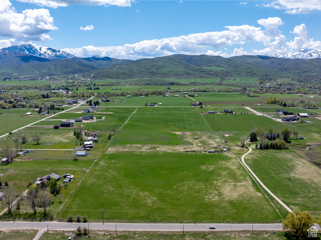 Aerial view with a mountain view and a rural view