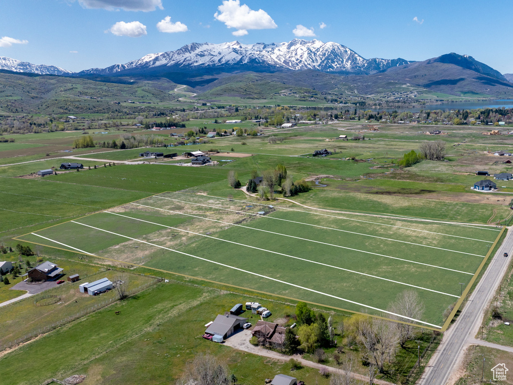 Birds eye view of property featuring a rural view and a mountain view