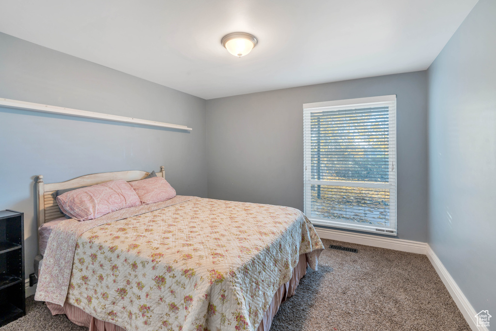 Bedroom with carpet flooring